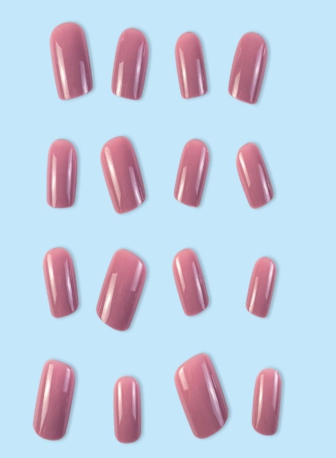YoYoee 24Pes Short Press on Nails - Square Fake Nails Solid Color False Nails Glossy Full Cover Nails Tips for Women - Image 4